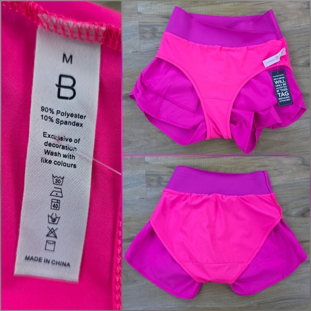 💬☔️🔥NWT Neon Pink High Waist Running Shorts Medium - Picture 11 of 11